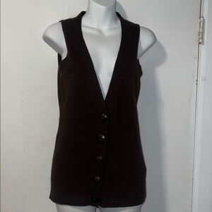 URBAN BEHAVIOR Vintage Brown Angora Blend Button Up Seater Vest-M